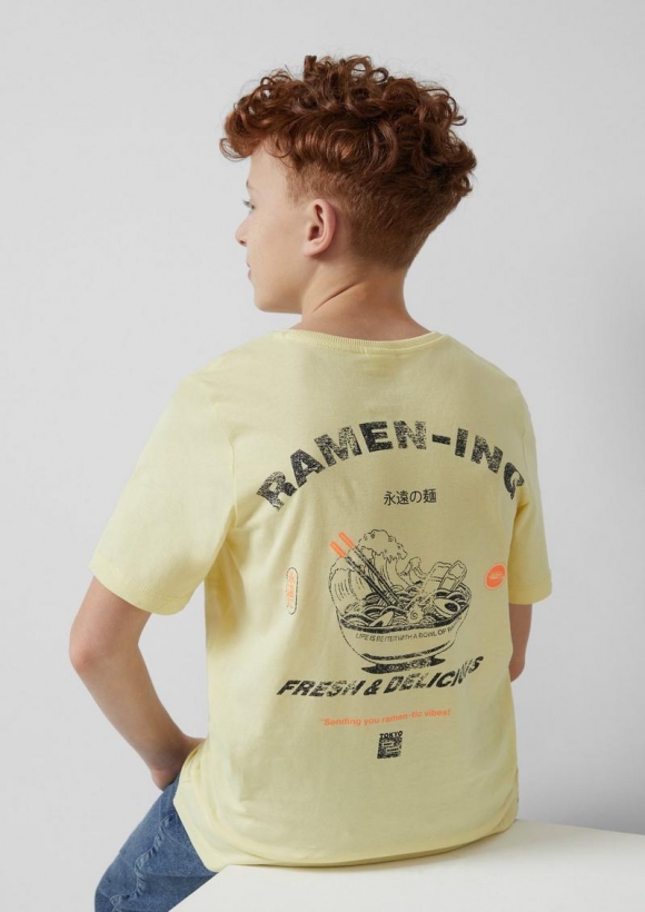 s.Oliver T-Shirt aus Baumwolle mit Rückenprint - helles zitrone