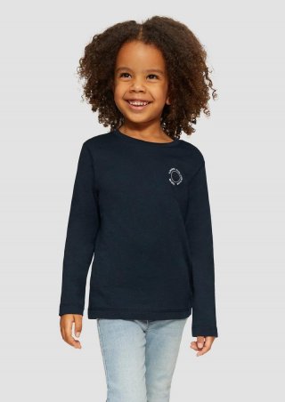s.Oliver Unisex Longsleeve aus Baumwolle mit kleinem Print-Detail - navy