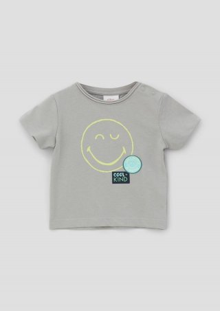 s.Oliver Jerseyshirt mit Smiley®-Frontprint - taubengrau