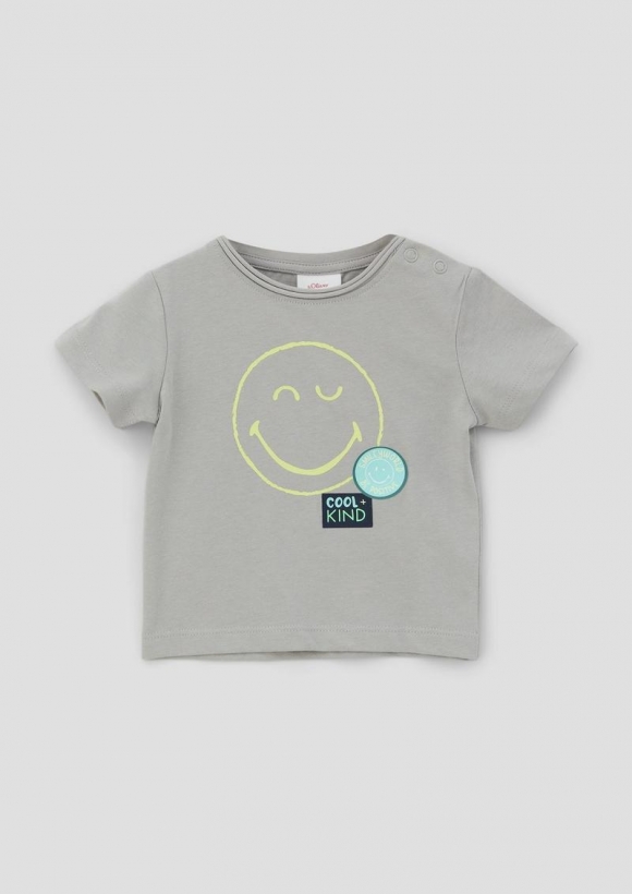s.Oliver Jerseyshirt mit Smiley®-Frontprint - taubengrau