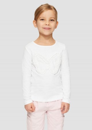 s.Oliver Langarmshirt im Loose Fit mit Chiffon-Applikation - weiß