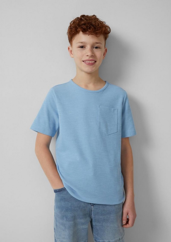 s.Oliver Strukturiertes T-Shirt mit Brusttasche - himmelblau