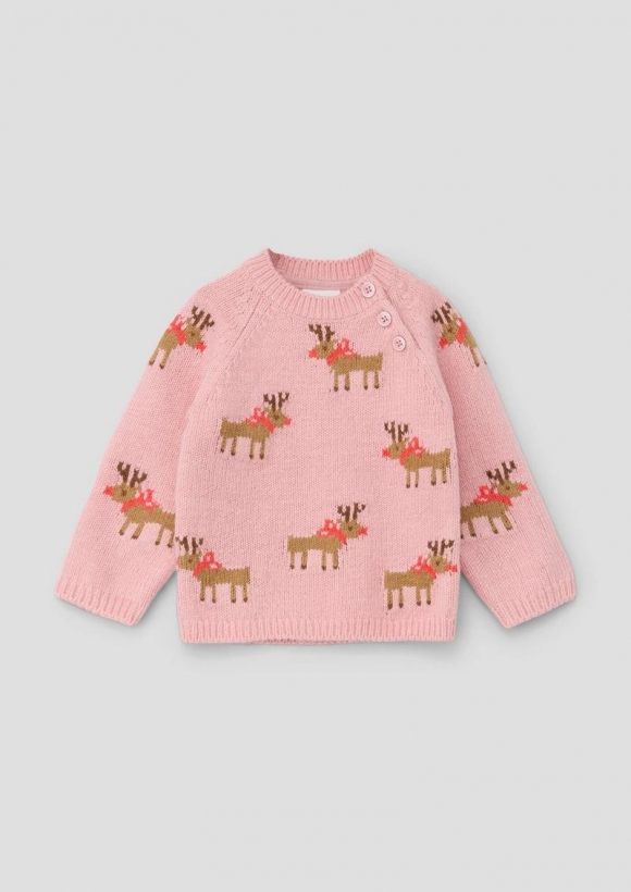 s.Oliver Strickpullover mit Rentier-Muster - rosa