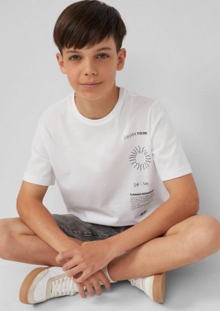 s.Oliver Jersey-T-Shirt mit Frontprint - weiß