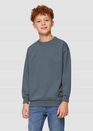 s.Oliver Unisex Sweatshirt mit Rippbündchen und Print - schiefergrau