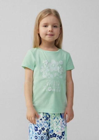 s.Oliver T-Shirt mit Glitzerprint und Applikation im Loose Fit - ozeangrün