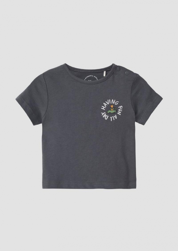 s.Oliver Shirt aus Baumwolle mit Frontprint - schiefergrau