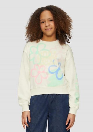 s.Oliver Verkürztes Oversize-Sweatshirt aus Baumwollmix - wollweiß