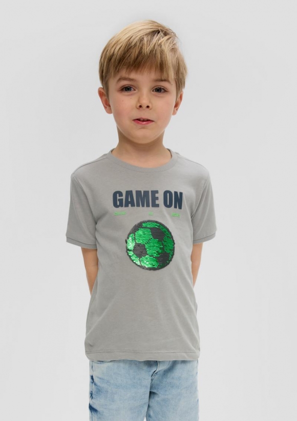 s.Oliver T-Shirt mit Wendepailletten - taubengrau