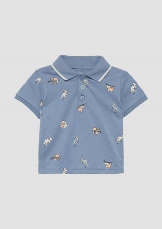 s.Oliver Poloshirt aus Baumwolle mit All-over-Print - blassblau