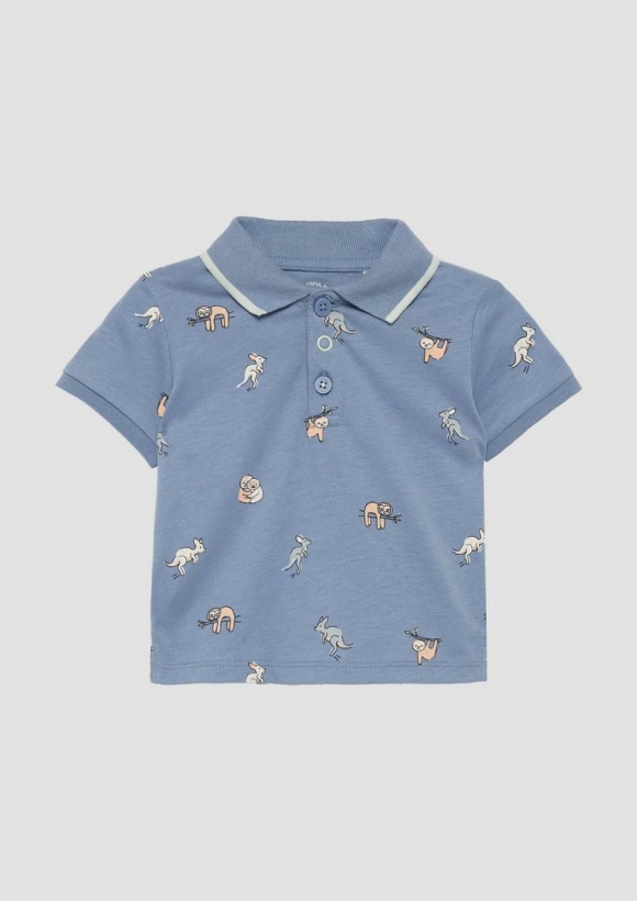 s.Oliver Poloshirt aus Baumwolle mit All-over-Print - blassblau