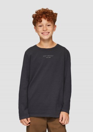s.Oliver Gestreiftes Jerseyshirt mit Print - schwarz