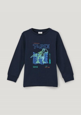 s.Oliver Longsleeve mit gummiertem Print - navy