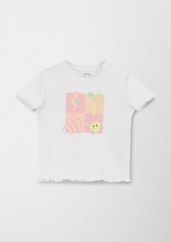 s.Oliver Jerseyshirt mit Frontprint - weiß