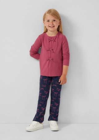 s.Oliver Flared-Leggings mit Glitzerbund und Print - tiefblau