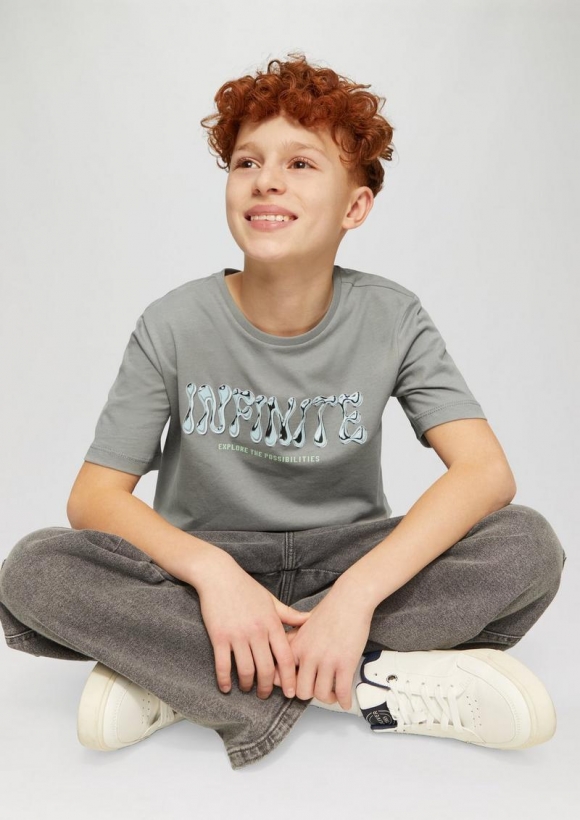 s.Oliver Jersey-T-Shirt mit 3D-Print - taubengrau