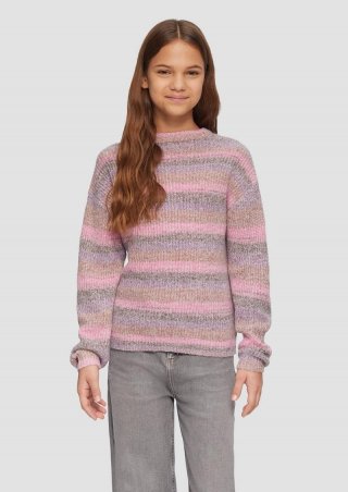 s.Oliver Gestreifter Strickpullover im Loose Fit - pink