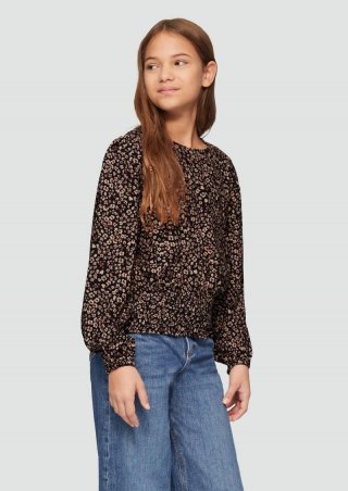 s.Oliver Bluse mit Smok-Detail - schwarz