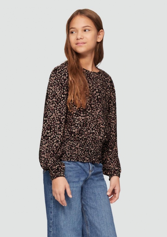 s.Oliver Bluse mit Smok-Detail - schwarz