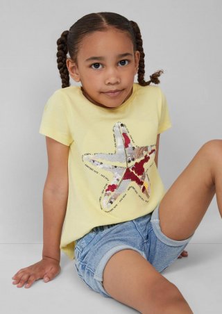 s.Oliver T-Shirt im A-Shape mit Wendepailletten - helles zitrone