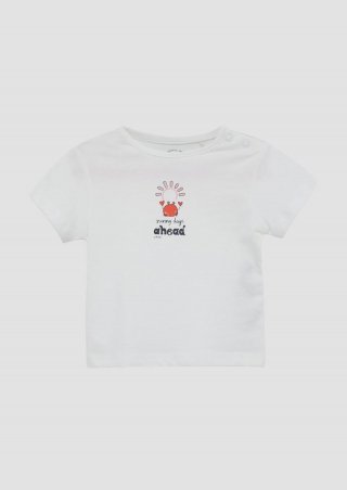 s.Oliver Jersey-Shirt aus Baumwolle mit Glitzerprint - weiß