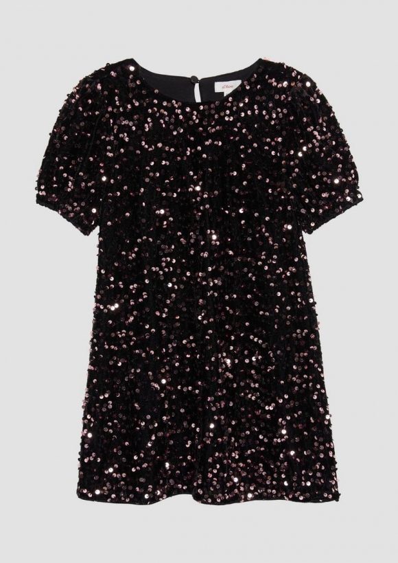 s.Oliver Ausgestelltes Samtkleid mit Pailletten - pink