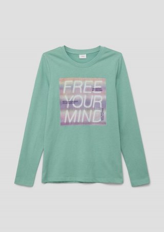 s.Oliver Longsleeve mit Frontprint - salbeigrün