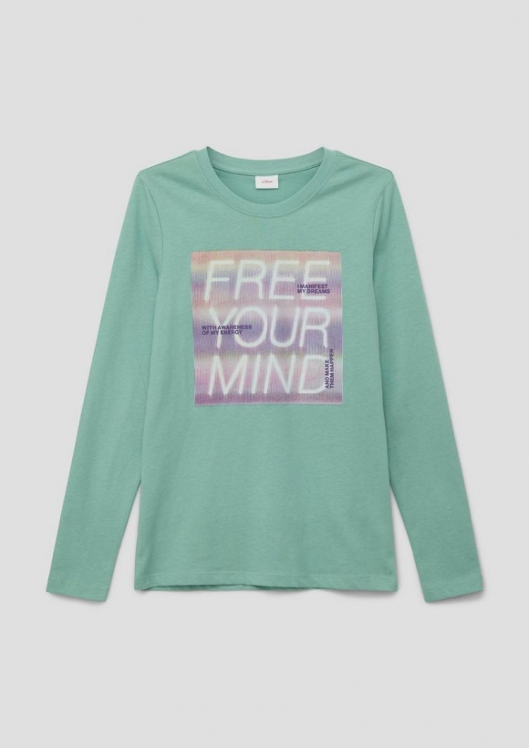s.Oliver Longsleeve mit Frontprint - salbeigrün
