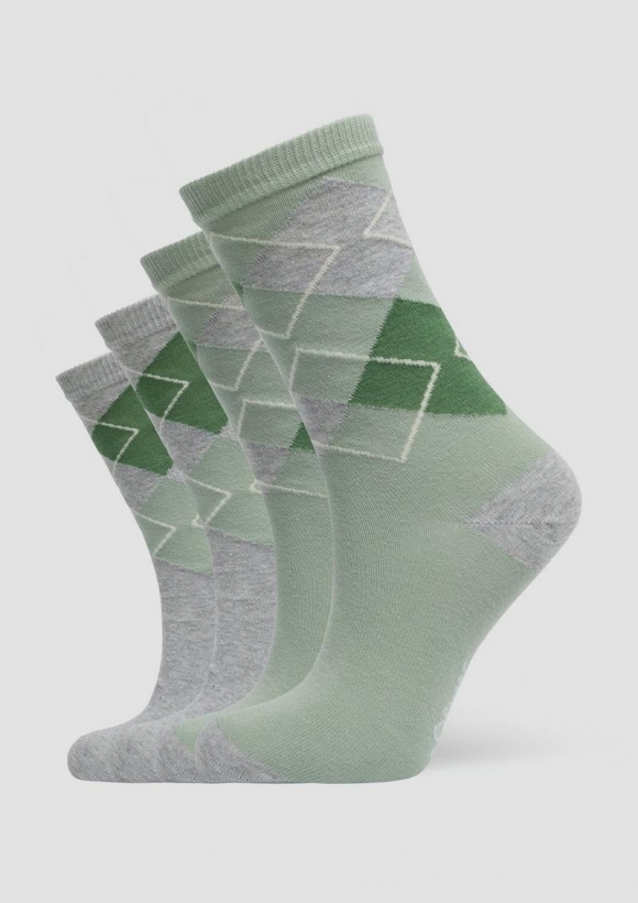 s.Oliver Langschaftsocken im 4er-Pack mit Rautenmuster - grün