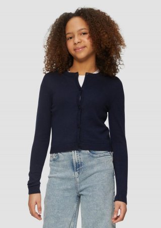 s.Oliver Verkürzte Strickjacke aus Baumwollmix - navy