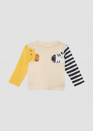 s.Oliver Langarmshirt aus Baumwolle mit Artwork - hellgelb