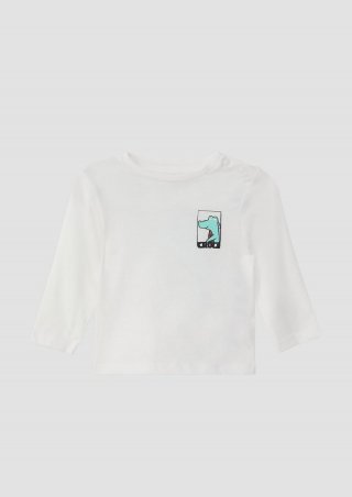 s.Oliver Weiches Longsleeve mit Front- und Rückenprint - weiß