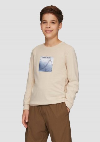 s.Oliver Langarmshirt mit Frontprint - beige