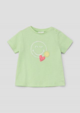 s.Oliver T-Shirt mit Smiley®-Glitzerprint - hellgrün