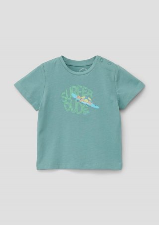 s.Oliver Baumwollshirt mit Frontprint - helles petrol
