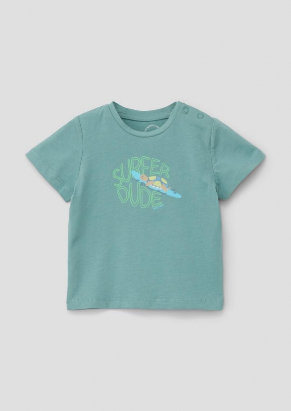 s.Oliver Baumwollshirt mit Frontprint - helles petrol