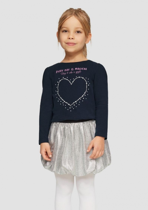 s.Oliver Print-Shirt mit Schmucksteinen - navy