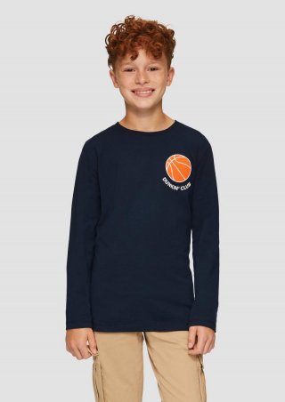 s.Oliver Langarmshirt mit gummiertem Print - navy