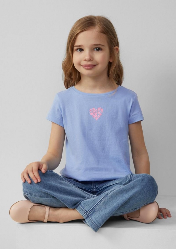 s.Oliver Ausgestelltes T-Shirt mit Printdetail - himmelblau