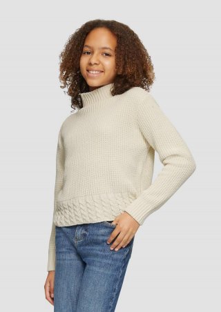 s.Oliver Pullover im Boxy-Schnitt mit Stehkragen - helles sand