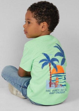 s.Oliver Baumwoll-T-Shirt mit Front- und Rückenprint - grün