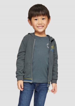 s.Oliver Sweatshirt-Jacke mit großem Rückenprint - schiefergrau