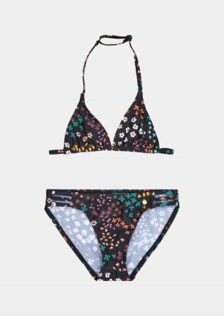s.Oliver Neckholder-Bikini mit Blumen - dunkelgrau