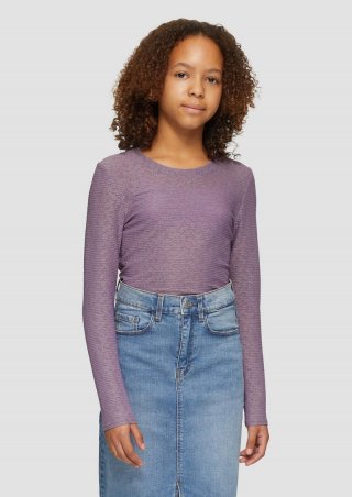 s.Oliver Schmales Longsleeve aus elastischer Spitze - flieder