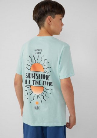s.Oliver Baumwoll-T-Shirt mit Front- und Rückenprint - ozeangrün