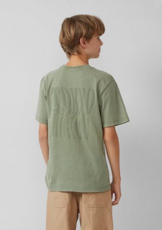 s.Oliver Gewaschenes T-Shirt mit Rückenprint - olivgrün