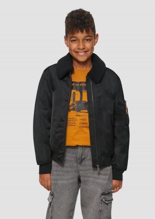 s.Oliver Bomberjacke mit abnehmbarem Teddy-Kragen - schwarz