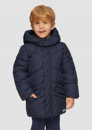 s.Oliver Wärmender Mantel mit Fleecefutter und fixierter Kapuze - navy