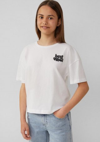 s.Oliver T-Shirt im Boxy-Shape mit Frontprint - weiß