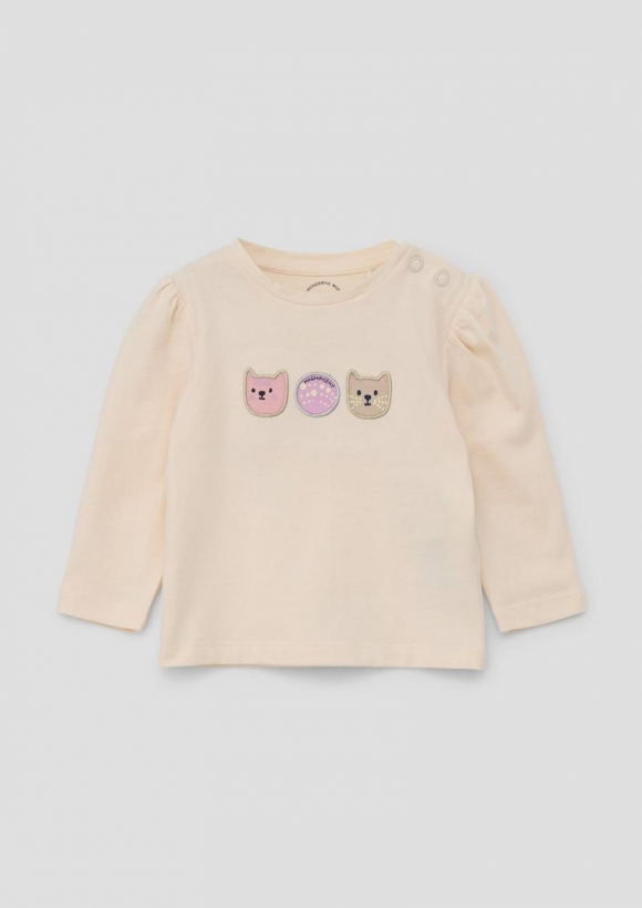 s.Oliver Longsleeve mit Applikation - helles sand